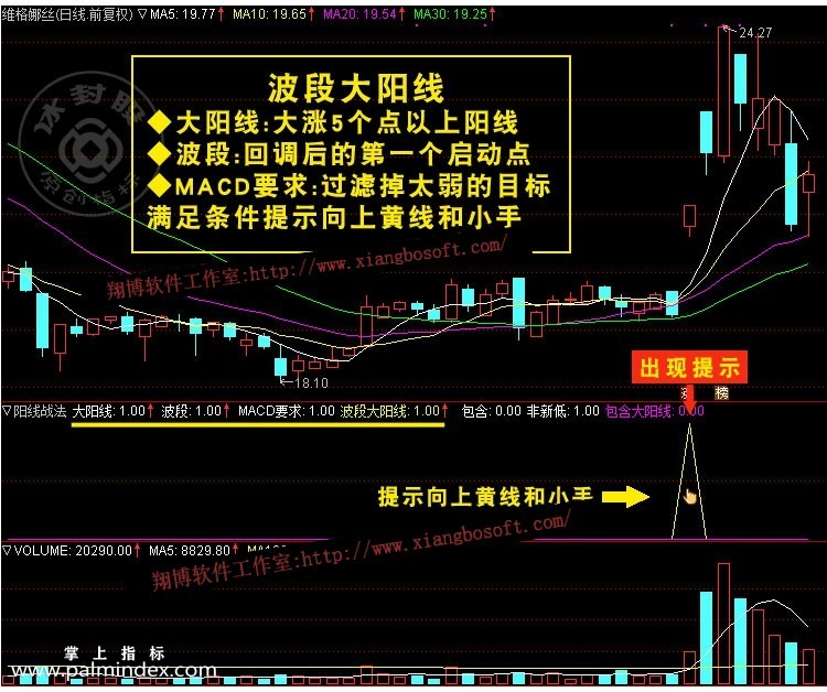 【通达信指标】阳线战法-主力强势股波段包含大阳线k线战法副图选股指标公式