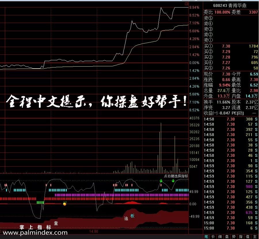 【通达信指标】分时顶底-全程中文解盘副图指标公式