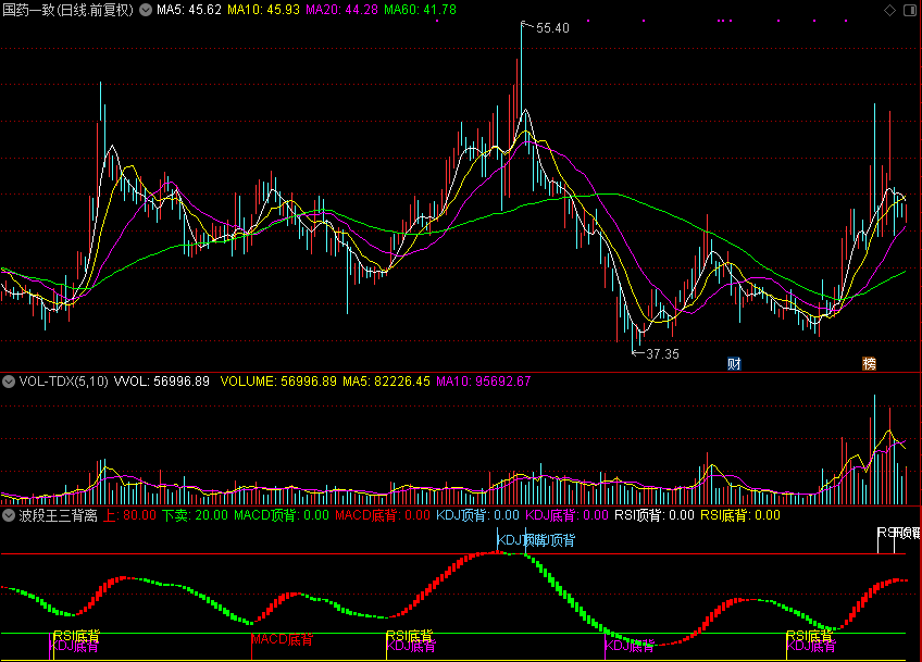 波段王三背离（MACD背离 KDJ背离 RSI背离）（通达信公式 副图 源码 测试图）