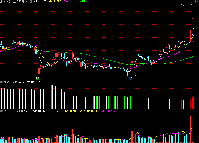 筹码红绿柱（通达信公式 副图 源码 测试图）