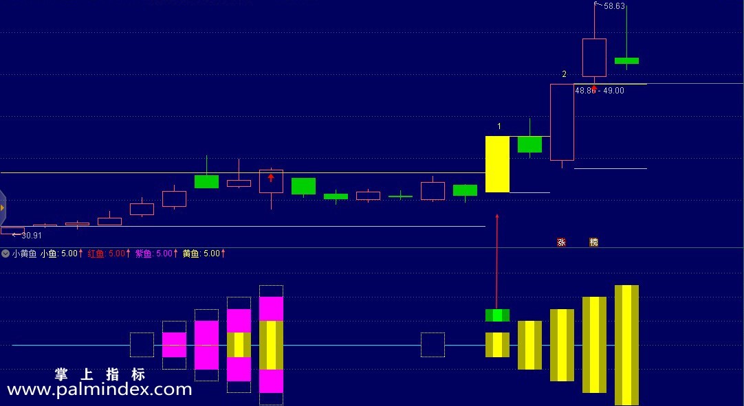 【通达信指标】小黄鱼-副图以玉色方块为选股器信号指标公式