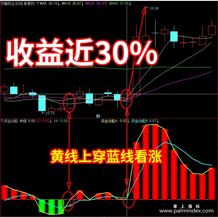 【通达信指标】资金动能-短线抄底出逃副图指标公式