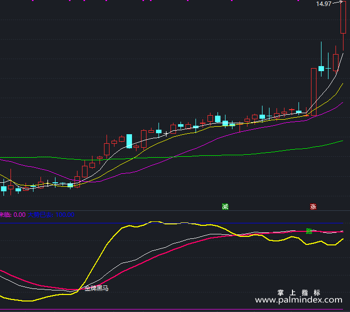 【通达信指标】金牌黑马底部-副图指标公式（T407）